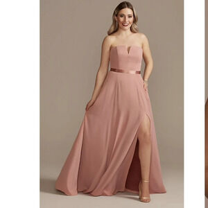 NWT 2 Coral Galina Signature Georgette V-Wire Bridesmaid Dress Mesh Corset Back